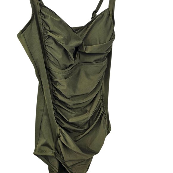 Miradonna by Miraclesuit Ruched One Piece Swimsuit, Flattering, Green, Size 14 - Picture 2 of 11